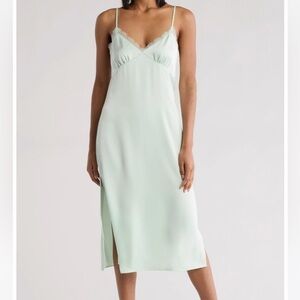 Mind Lace Trim Satin Slip Dress